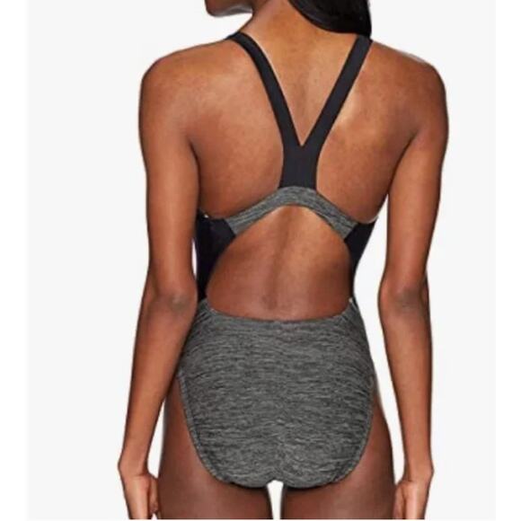 Speedo-high leg cut PowerFlex Eco Quantum Splice One Piece Swimsuit Size 12 NWT - Picture 3 of 8